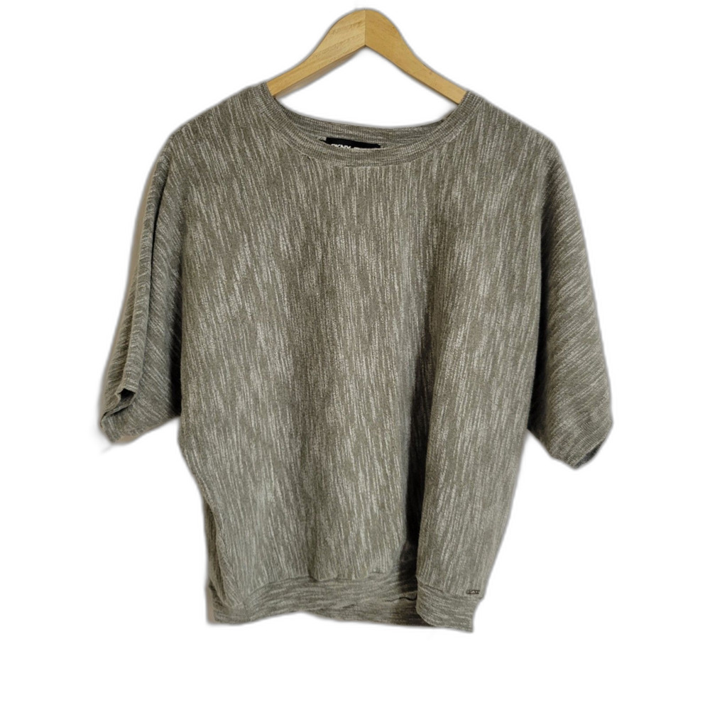 Marled Knit Dolman Sleeve Sweater Top – Olive Green / Gray Size M